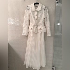 Self-Portrait Guipure lace-trimmed midi dress